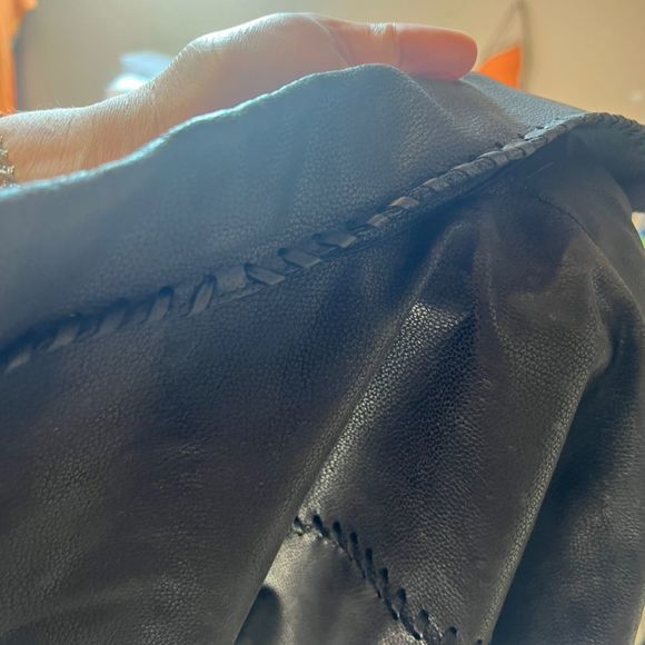 CO Men's Black Leather Biker Jacket Size 48 - Picture 2 of 7